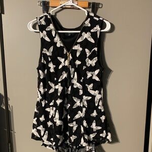 Papillon Blanc Black and White Butterfly Tunic